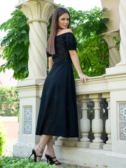 Платье миди ISSA Plus модель 14733A_черный — фото 3 - INTERTOP