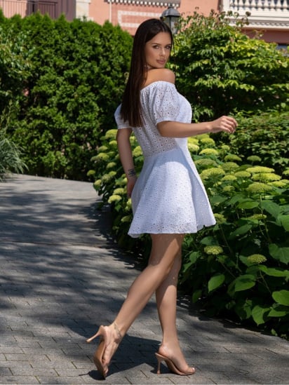 Платье мини ISSA Plus модель 14735A_белый — фото 3 - INTERTOP