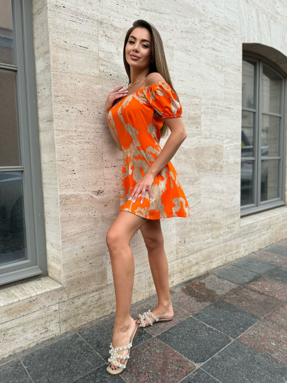 Платье мини ISSA Plus модель 14746_оранжевый — фото 3 - INTERTOP