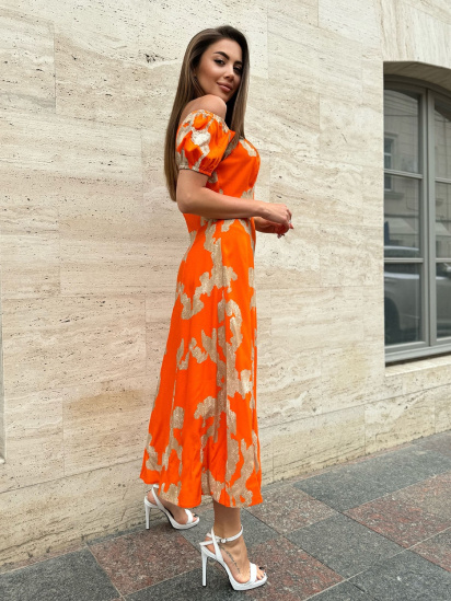Платье миди ISSA Plus модель 14749_оранжевый — фото - INTERTOP