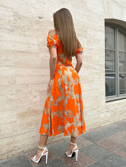Платье миди ISSA Plus модель 14749_оранжевый — фото 4 - INTERTOP