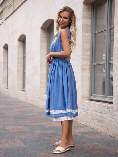 Платье миди ISSA Plus модель 14751_голубой — фото - INTERTOP