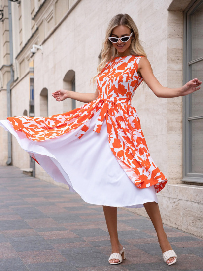 Платье миди ISSA Plus модель 14754_оранжевый — фото - INTERTOP