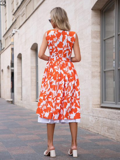 Платье миди ISSA Plus модель 14754_оранжевый — фото 3 - INTERTOP