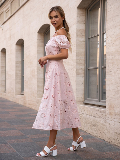 Платье миди ISSA Plus модель 14758_розовый — фото - INTERTOP
