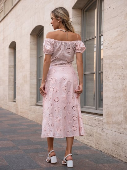 Платье миди ISSA Plus модель 14758_розовый — фото 3 - INTERTOP