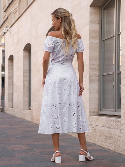 Платье миди ISSA Plus модель 14758_белый — фото 3 - INTERTOP