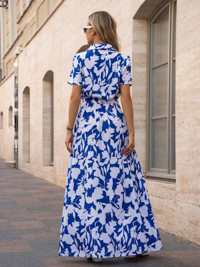 Платье макси ISSA Plus модель 14759_белый_голубой — фото 3 - INTERTOP