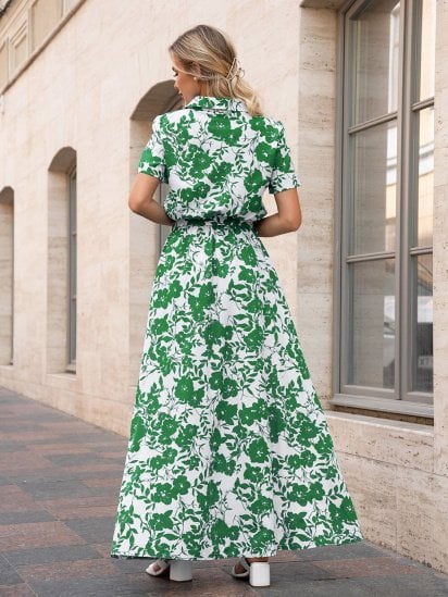 Платье макси ISSA Plus модель 14760_белый_зеленый — фото 3 - INTERTOP