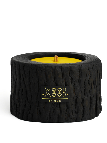 WOOD MOOD ­Широка чорна свічка в дереві модель 1882100000 — фото - INTERTOP