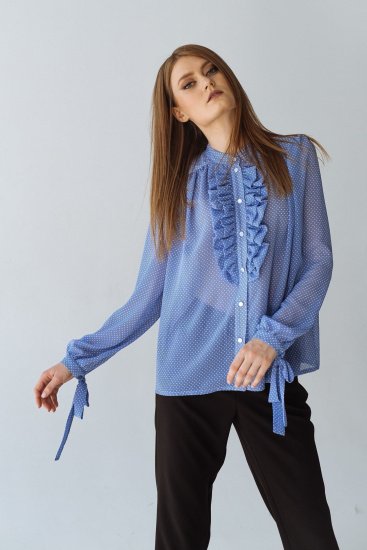 Блуза з довгим рукавом VOVK модель 07699 горох — фото - INTERTOP