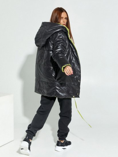 Зимова куртка ISSA Plus модель SA-31_черный/салатовый — фото 4 - INTERTOP