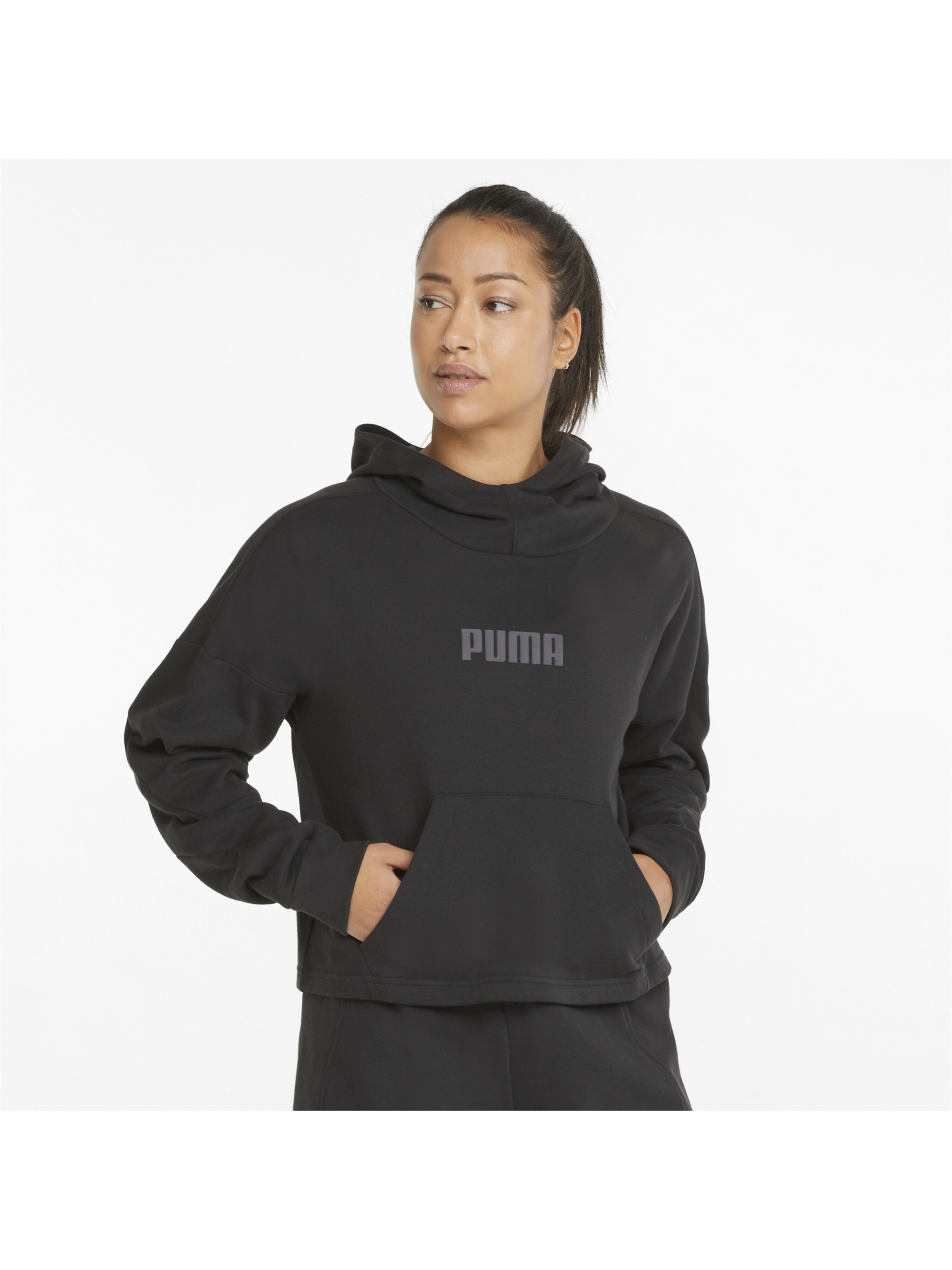 

PUMA Logo French Terry PO Hoodie Худи (521592_01) Женское, цвет - Чёрный