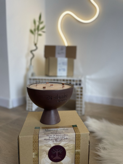 Vlsniy.aroma ­Ароматична свічка Чаша коричнева Мамина любов модель 5423500 — фото 4 - INTERTOP