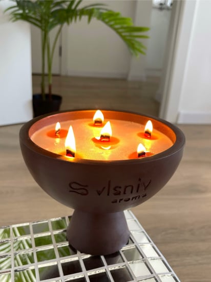 Vlsniy.aroma ­Ароматична свічка Чаша коричнева Мамина любов модель 5423500 — фото - INTERTOP