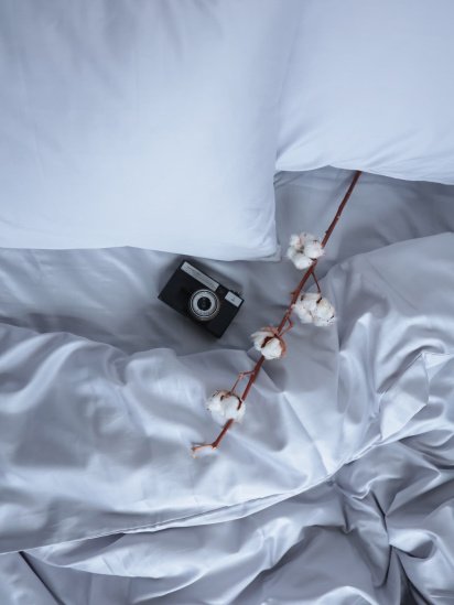 BedclozZzes ­Комплект постільної білизни з тканини Сатин Світло-сірий колір модель 7423 — фото - INTERTOP