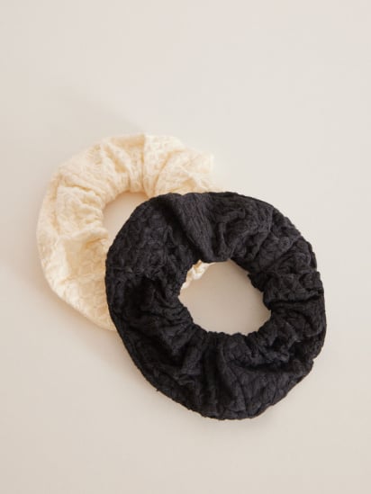 women'secret ­Набір з 2 великих резинок для волосся чорного та бежевого кольору модель 7897878-97 — фото - INTERTOP