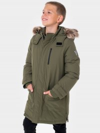 Оливковый - Зимняя куртка GUESS Faux Fur Hooded Smart