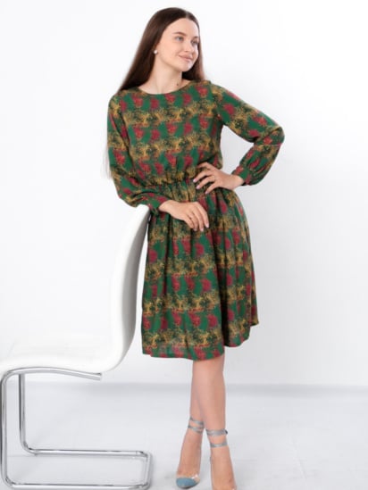 Платье миди Носи своє модель 8217-102-vzerunok-na-zelenomu — фото - INTERTOP