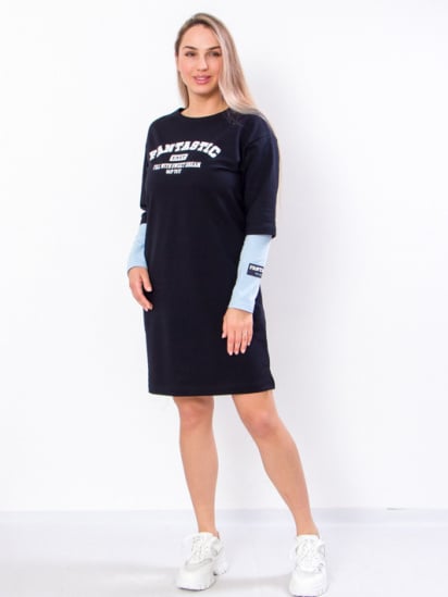 Сукня-футболка Носи своє модель 8230-057-33-svtlo-blakitnij-chornilxno-sinj — фото - INTERTOP