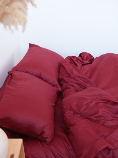 BedclozZzes ­Комплект постільної білизни з тканини Сатин Бордовий колір модель 8972 — фото 3 - INTERTOP