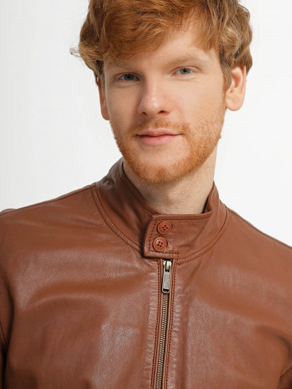 Шкіряна куртка Bomboogie модель JMDAFI_коричневий — фото 3 - INTERTOP