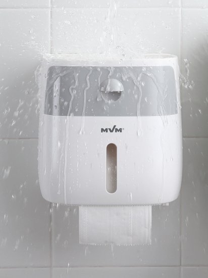 МВМ MY HOME ­Держатель для туалетной бумаги с полочкой клеящийся белый с серым модель BP-16 WHITE/GRAY — фото 5 - INTERTOP