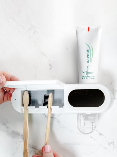 МВМ MY HOME ­Органайзер для зубных щеток и пасты со стерилизатором клеящийся модель BP-36 WHITE — фото 3 - INTERTOP