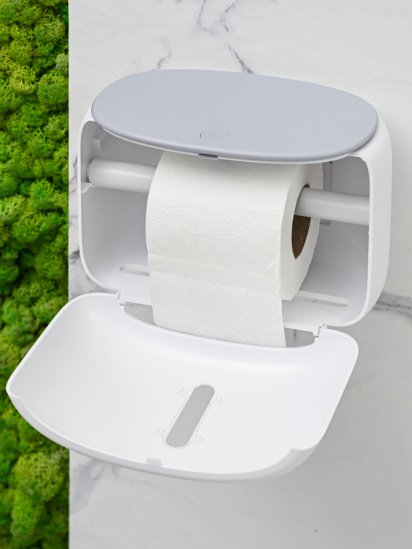 МВМ MY HOME ­Держатель для туалетной бумаги белый с серым модель BP-43 WHITE/GRAY — фото 3 - INTERTOP