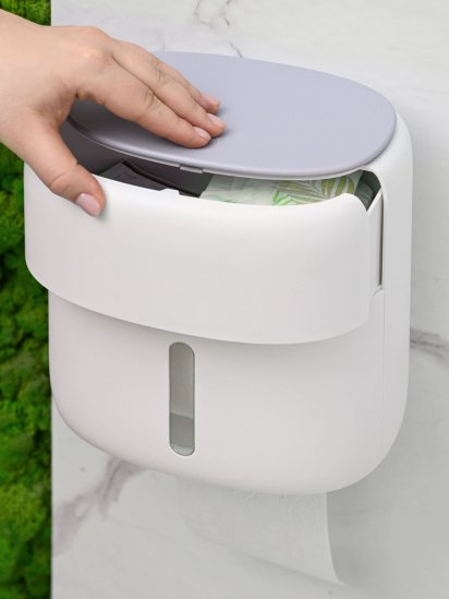 МВМ MY HOME ­Держатель для туалетной бумаги с полочкой белый с серым модель BP-44 WHITE/GRAY — фото 3 - INTERTOP