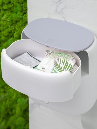 МВМ MY HOME ­Тримач для туалетного паперу з поличкою білий з сірим модель BP-44 WHITE/GRAY — фото 4 - INTERTOP