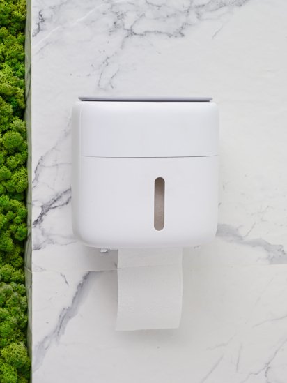 МВМ MY HOME ­Держатель для туалетной бумаги с полочкой белый с серым модель BP-44 WHITE/GRAY — фото 6 - INTERTOP