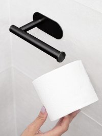 Чёрный - МВМ MY HOME ­Держатель для туалетной бумаги клеящийся из нержавеющей стали черный