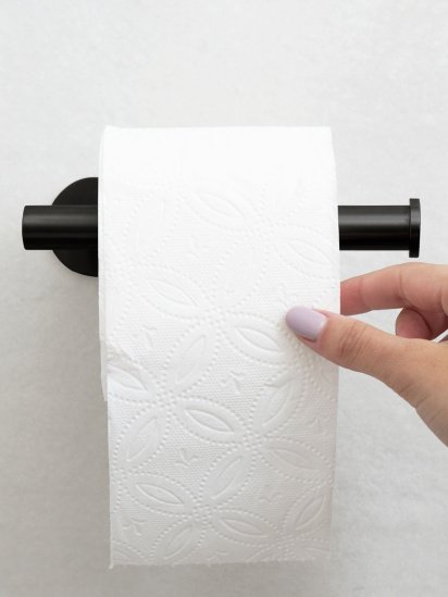 МВМ MY HOME ­Держатель для туалетной бумаги клеящийся из нержавеющей стали черный модель BSS-1 BLACK — фото 3 - INTERTOP