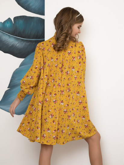 Платье мини ISSA Plus модель CD-404_mustard — фото 3 - INTERTOP