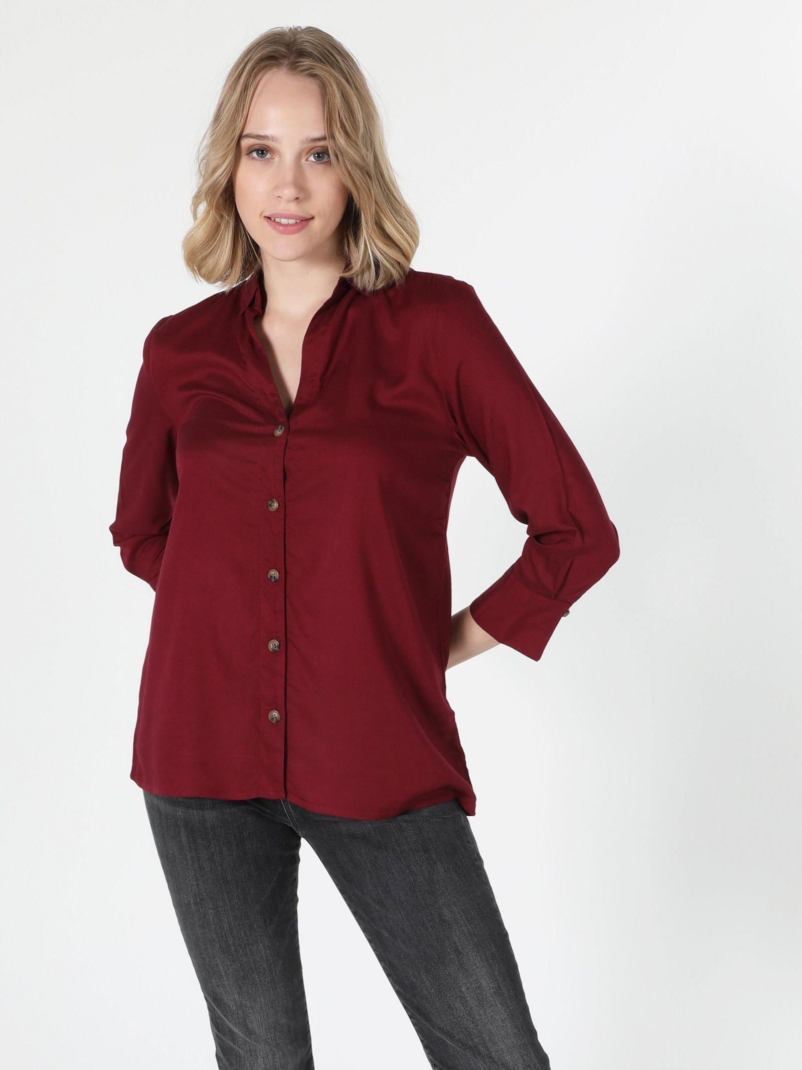 Блуза з довгим рукавом Colin’s CL1054992BRD для жінок Бордовий - купити .