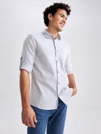 Светло-серый - Рубашка DeFacto