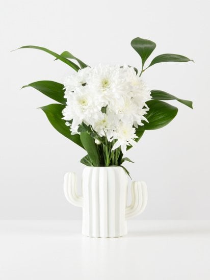 MBM MY HOME ­Ваза для цветов пластиковая белая модель DH-FLOWERS-02 WHITE — фото - INTERTOP