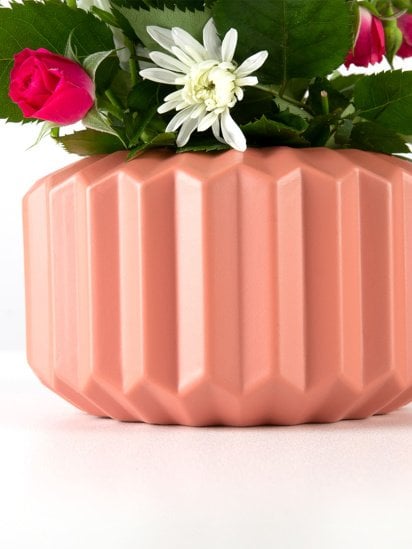 MBM MY HOME ­Ваза для квітів пластикова коралова модель DH-FLOWERS-08 CORAL — фото - INTERTOP