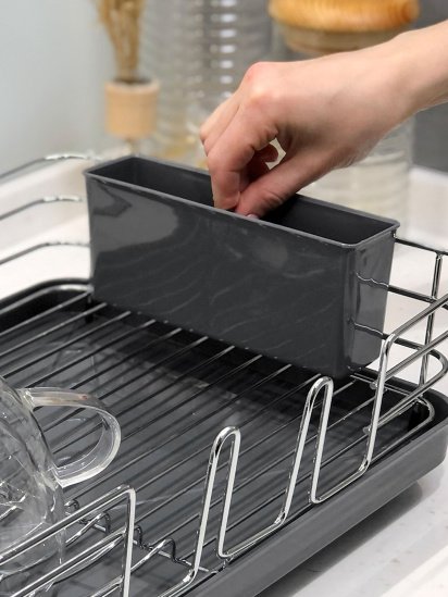 МВМ MY HOME ­Сушарка для посуду з органайзером сіра модель DR-02 GRAY — фото 4 - INTERTOP