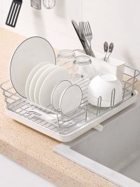 Белый - МВМ MY HOME ­Сушилка для посуды с органайзером белая