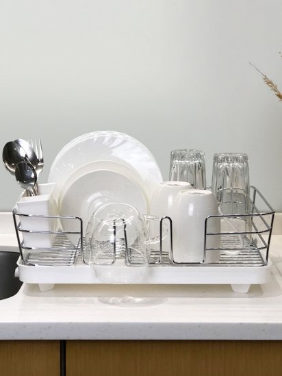 МВМ MY HOME ­Сушилка для посуды с органайзером белая модель DR-02 WHITE — фото 3 - INTERTOP