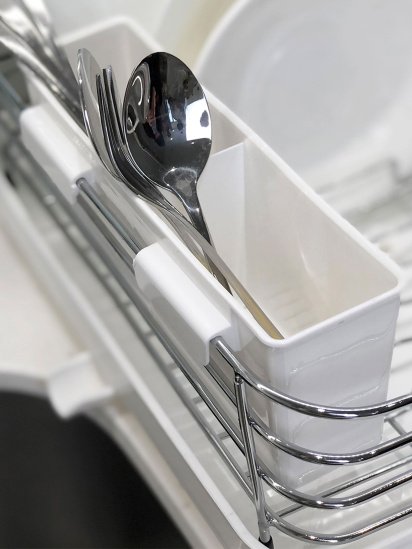 МВМ MY HOME ­Сушарка для посуду з органайзером біла модель DR-02 WHITE — фото 4 - INTERTOP