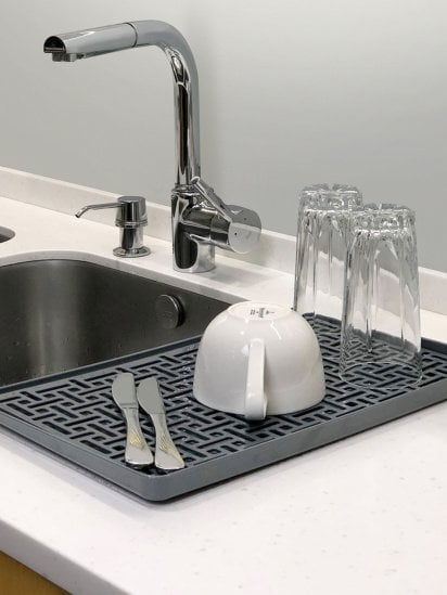 МВМ MY HOME ­Сушилка для посуды с поддоном серая модель DR-04 GRAY — фото - INTERTOP