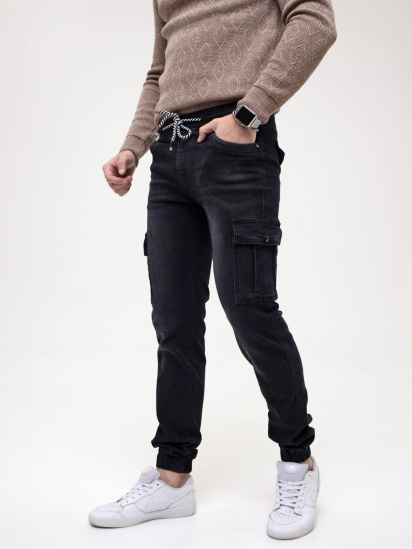 Зауженные джинсы ISSA Plus модель GN4-149_black — фото - INTERTOP
