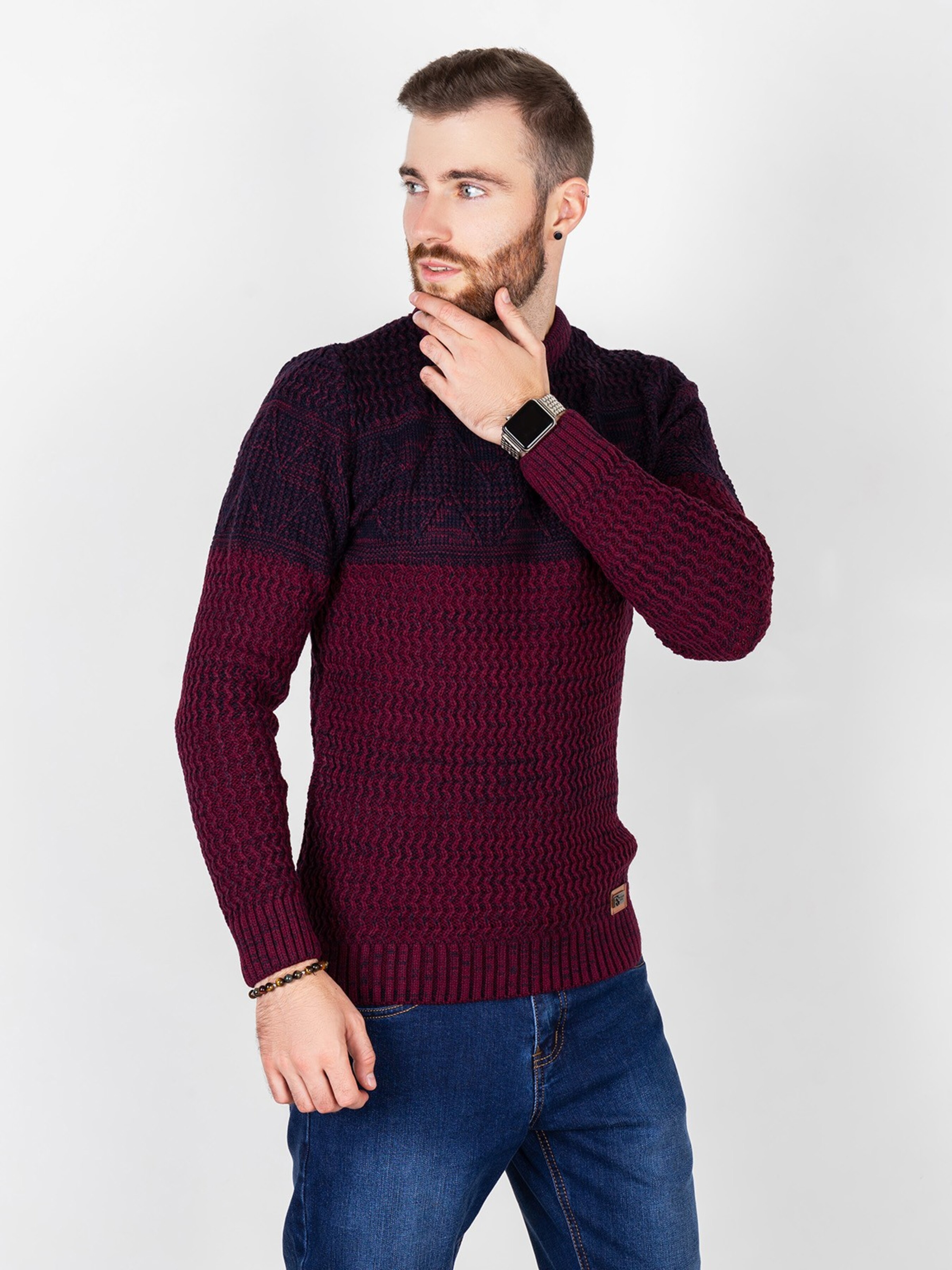 

ISSA Plus Свитер (GN4-54_burgundy.) Мужское, цвет - Бордовый