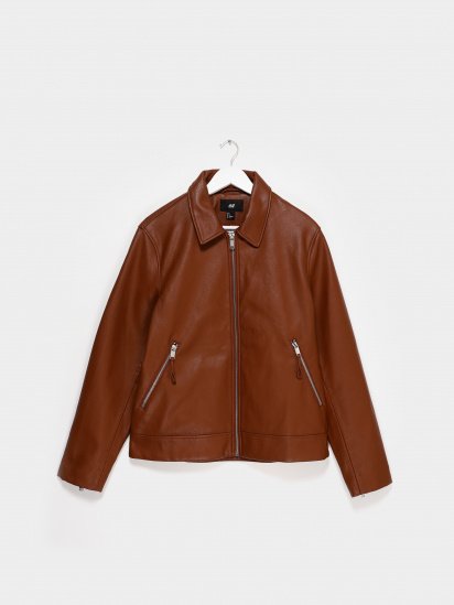 Шкіряна куртка H&M модель 0611372_коричневий — фото - INTERTOP
