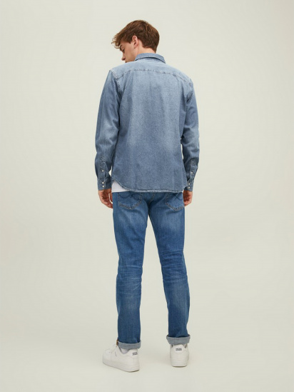 Рубашка JACK & JONES модель 12138115_Medium Blue Denim — фото - INTERTOP