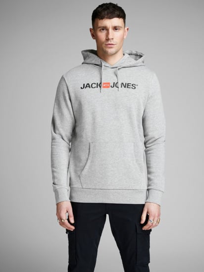 Худи JACK & JONES модель 12137054_Light Grey Melange — фото - INTERTOP