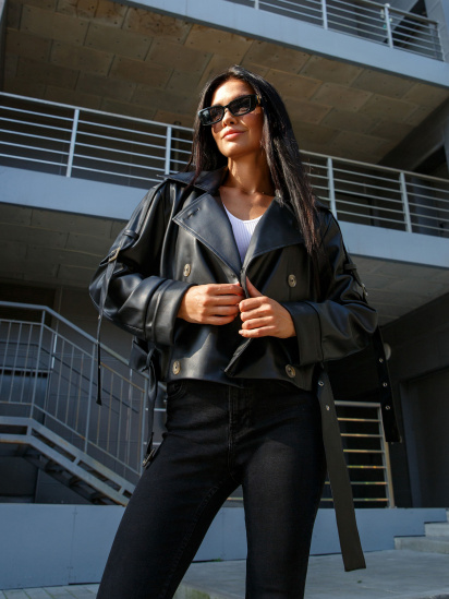 Шкіряна куртка Jadone Fashion модель Kurtka_Fol_chornyy — фото - INTERTOP